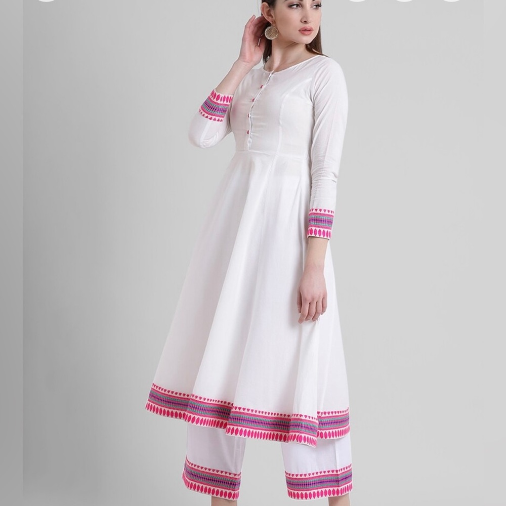 White kurta striped with palazzo
